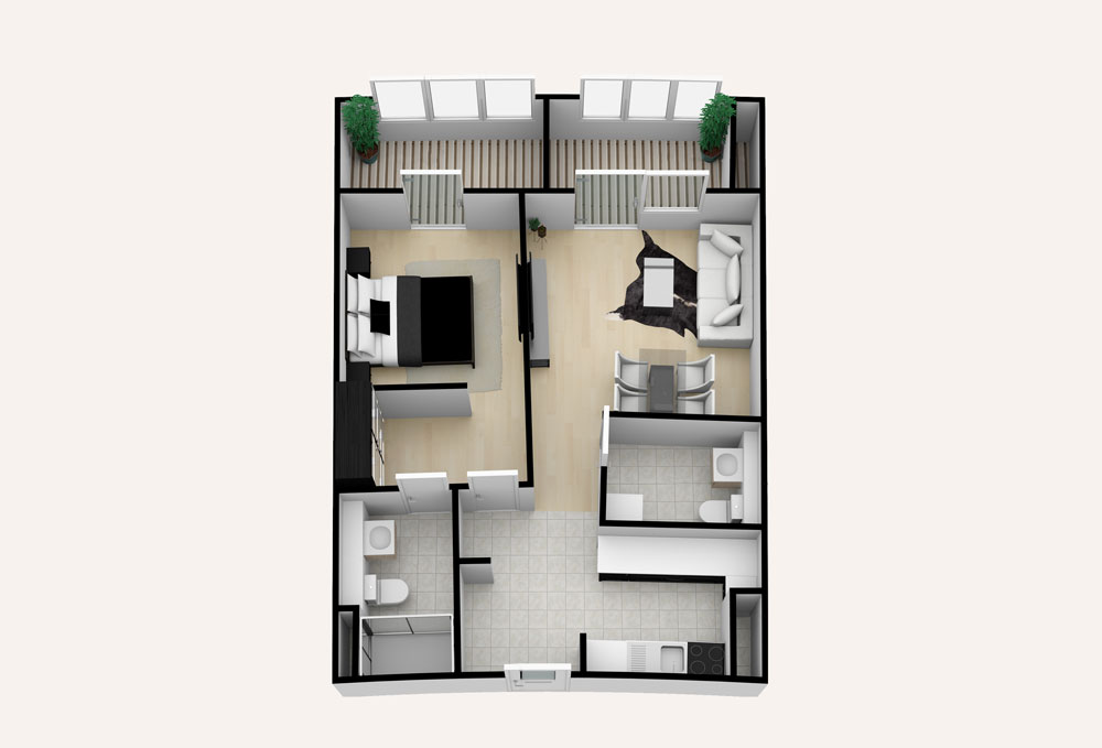 Möbliertes 2-Zimmer-Apartment Superior